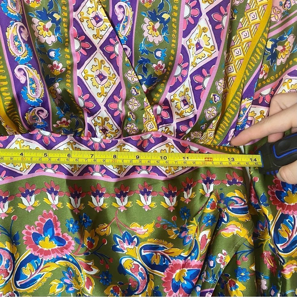 NWT Zara Patterned Silky Faux Wrap Long Sleeve Blouse New Size Medium - Picture 12 of 16